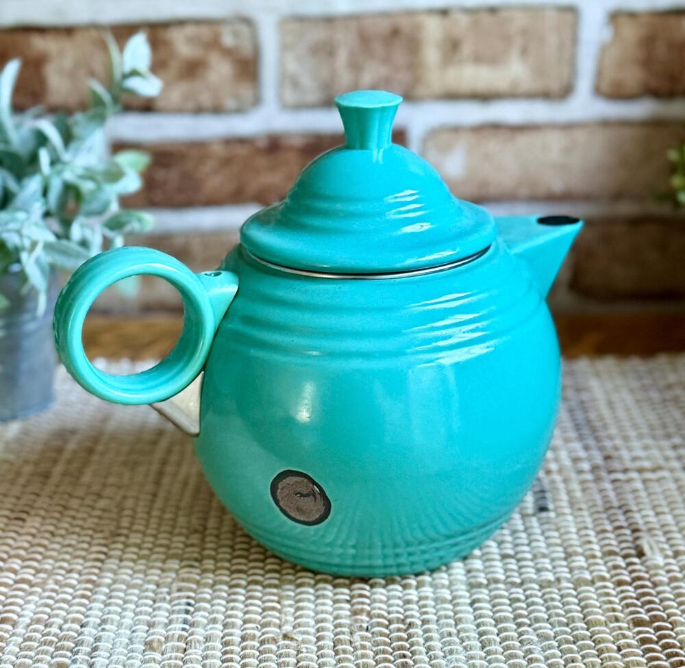 Fiesta by Copco Tea Kettle | Vintage 1997 Turquoise Blue Enamelware